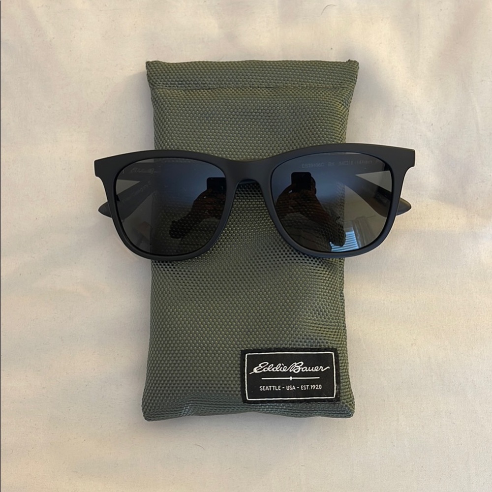 Eddie Bauer Black Sunglasses with Green Case